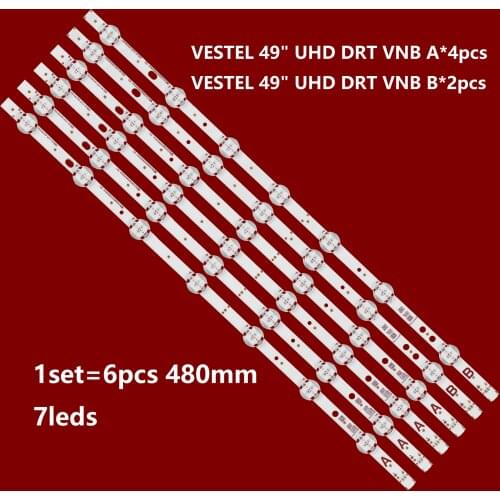 New original 7LED 460mm LED backlight strip for Tosh iba 49U5766DB VES TEL 49 UHD DRT VNB A B type VES490QNDL-2D-U11 SVV490A64