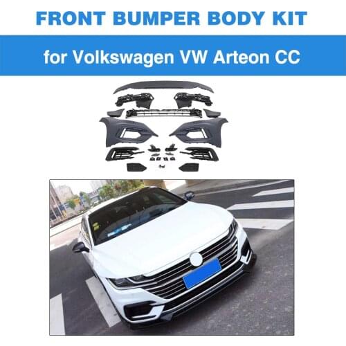Front Bumper With Lip For VW CC Arteon 2019 2020 Front Bumper Lip Spoiler Body Kits PP Material