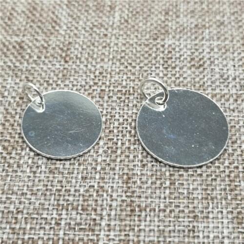 2 Pieces of 925 Sterling Silver Circle Round Disc Tag Charms for Bracelet Necklace
