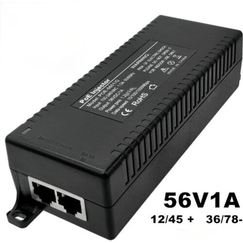 POE Injector 100/1000Mbps 50V 30w 45+ 78- Work with IP Phone /camera and POE Splitter and AP