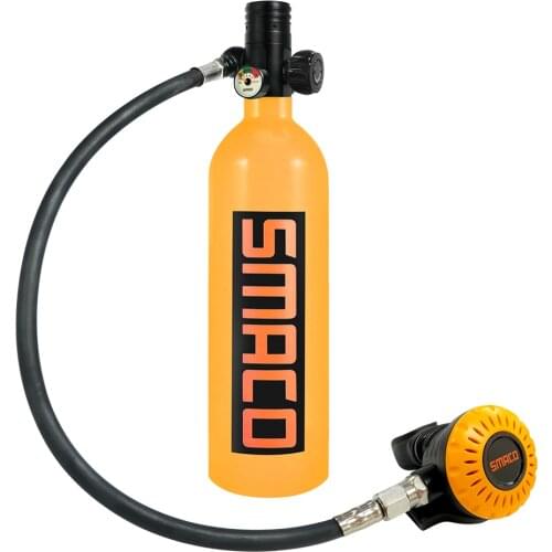 SMACO S400 Plus Scuba Diving Tank Equipment Snorkel Pressure Reducing Valve Set with 16 Minutes Capability, 1 Litre Capacity