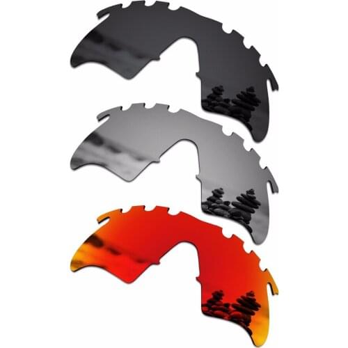 SmartVLT 3 Pieces Polarized Sunglasses Replacement Lenses for Oakley M Frame Heater Vented Black & Silver Titanium & Fire Red