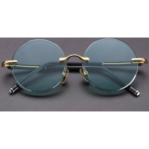 Acetate Vintage Rimless Sunglasses Man Woman Luxury Natural Crystal Stone Goggles Retro Round Sun Glasses Oculos Top Quality