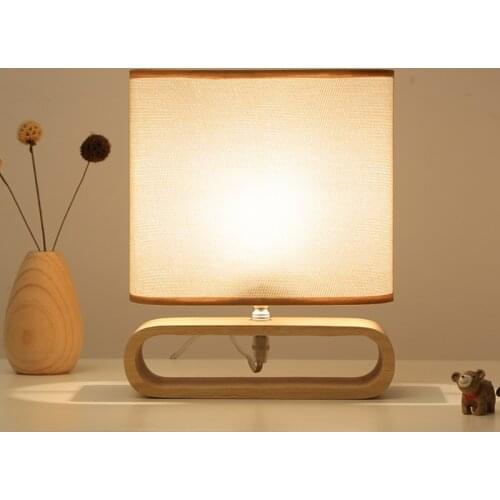 Nordic Modern Wood Table Lamp Cloth Lampshade Home Night Lights For Living Room Bedroom Bedside Desk Lamp Reading Lights Fixture