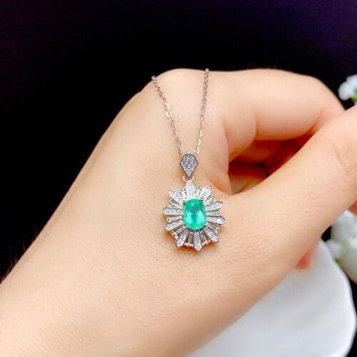 Sterling Silver 925 Green Topaz Gemstone Necklaces Pendants Wedding for Women Fashion Jewelry Temperament Cute Sweater Necklaces