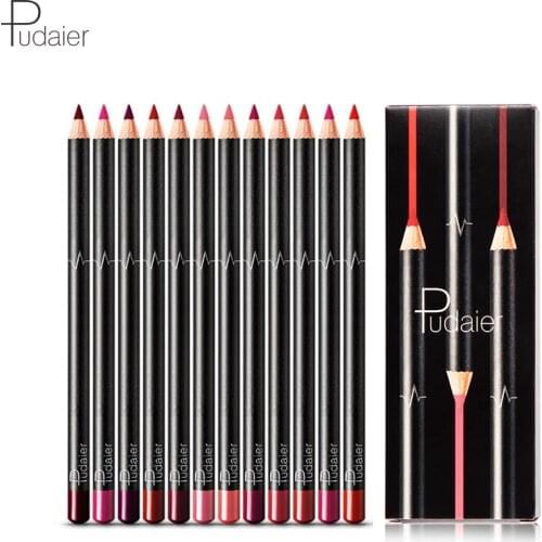 Pudaier 12PCS/Set 12Colors Lipliner Set Lip Pencil Waterproof Long Lasting Nude Lip Liner Beauty Cosmetic For Lips Shape Makeup