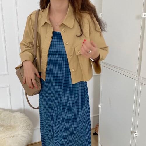 2021 New Women Spring Short Jacket Coat Full Sleeve Single Breasted Overcoat Outerwear Short Tops