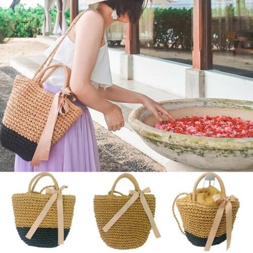 2019 The Newest Fashion Wear Take Suit More Clothing Women Wicker Handbag Bags Totes Beach Straw Woven Summer Rattan Basket Bag