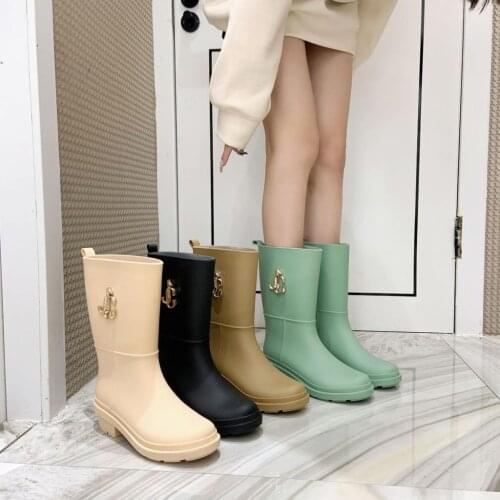 Mr Co Pvc High Rain Boots For Women Waterproof Water Shoes Tall 2021 Autumn New Female Casual Boots For Rain Day For Women New