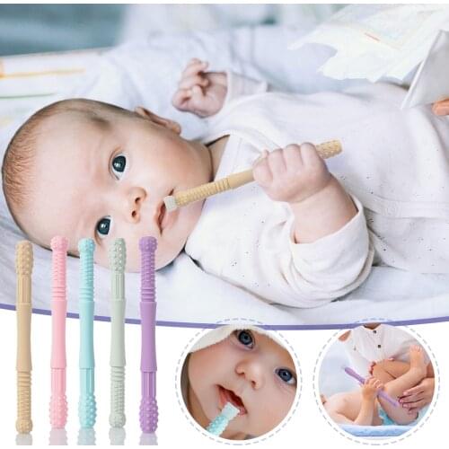 Chewing Tube Baby Teethers Silicone Hollow Teething Tube Baby Chewy Toy Infant Babies Anti-Eating Hand Molar Stick Safe BPA Free