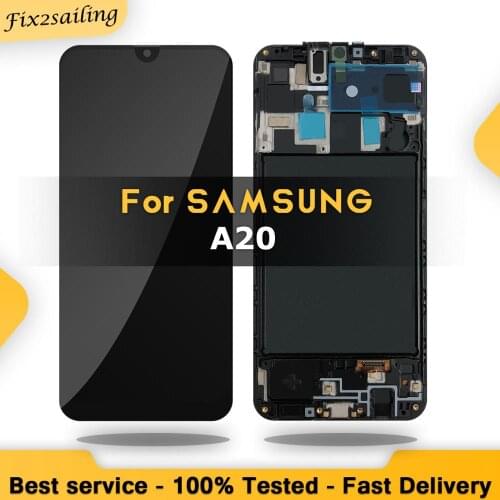High Qulity LCD For Samsung Galaxy A20 A205/DS A205F A205FD A205A Display Touch Screen Digitizer Assembly Replacement With Frame