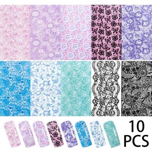 10pcs Nail Foil Stickers 4*20CM/pc Holographic Transfer Foil Sticker For Nails Wraps Slider Sticker Foil