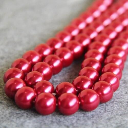 12mm New beautiful red Shell glass beads loose women Jewelry design gift 15inch 2pc/lot Wholesale and retail