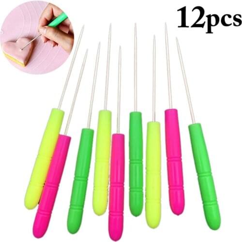 12Pcs Scriber Needle Tools Portable DIY Cookie Icing Pins Sugar Stir Needles DIY Cake Baking Decor Tool Accessories Random Color