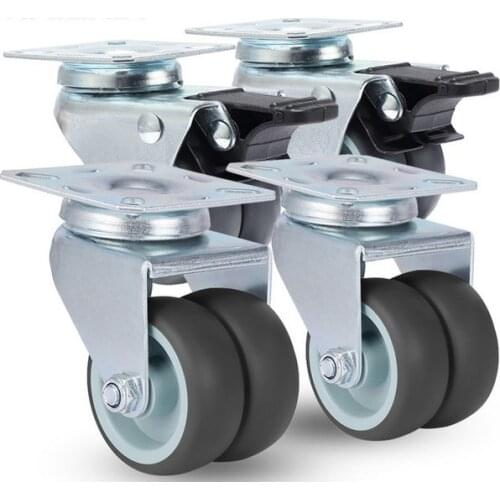360 Swivel Furniture Casters Wheel Rubber Roller Top Plate Heavy Duty Trolly Cart Environment Industrial Caster Replacement 4PCS