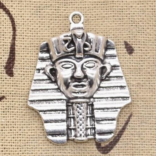 5pcs Charms Egyptian King Tut Tutankhamen 36x28mm Antique Bronze Silver Color Pendants Making DIY Handmade Tibetan Jewelry