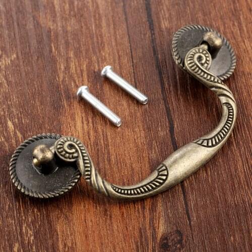 95mm Wooden Wine Gift Box Pull Handle Antique Bronze Furniture Handles Closet Cabinet Knobs and Handles for Kitchen with Screws