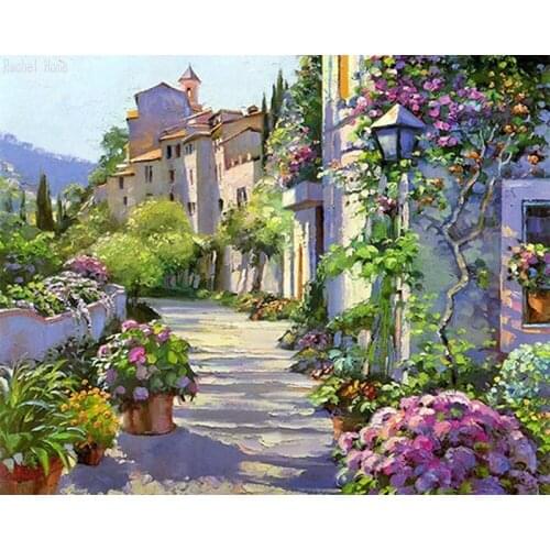 Diamond Embroidery Diy Diamond Painting Cross Stitch Kits Diamond Mosaic Flower town Full Square Diamond Embroidey CS235