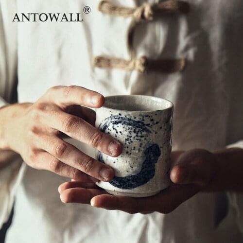 ANTOWALL Japanese TeaCup Ceramic Hand-painted Korean Kungfu Teacup Water Cup Simple Coffee Cup Wholesales