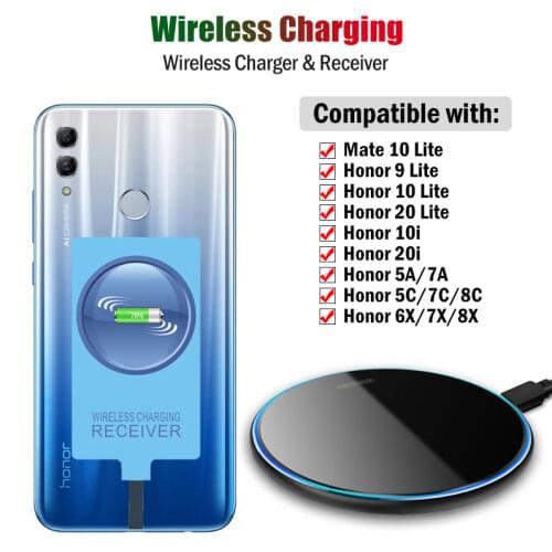 Qi Wireless Charging for Huawei Honor 10i 20i 9 10 20 Lite 7A 7C 7X 8A 8C 8X Mate 10 Lite Wireless Charger & Micro USB Receiver
