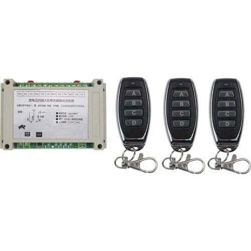 110V 220V 380V 4CH 30A RF Wireless Remote Control Relay Switch Security System Garage Doors Gate Electric Doors +3* remote