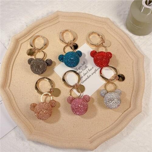 Diamond Mouse Head Keychain Creative Rhinestones Bag Pendant Celebrity Small Gift Car Key Chain Pendant