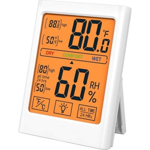 Digital Hygrometer Indoor Thermometer Humidity Meter Room Thermometer with Temperature and Humidity Monitor (White) Retail