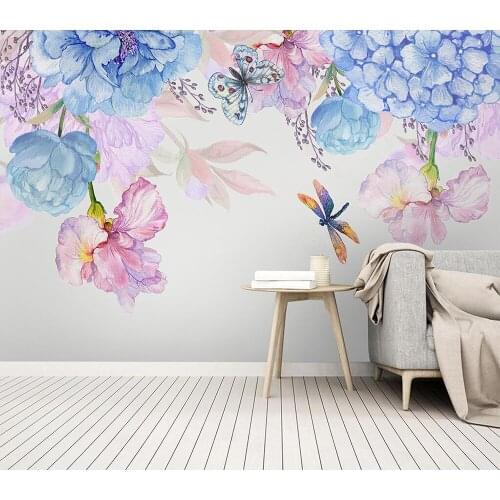 Decorative wallpaper Small fresh watercolor hand-painted pastoral background wall