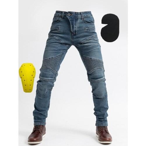 Motorcycle riding pants slim stretch locomotive anti-fall pants with protective gear riding jeans
