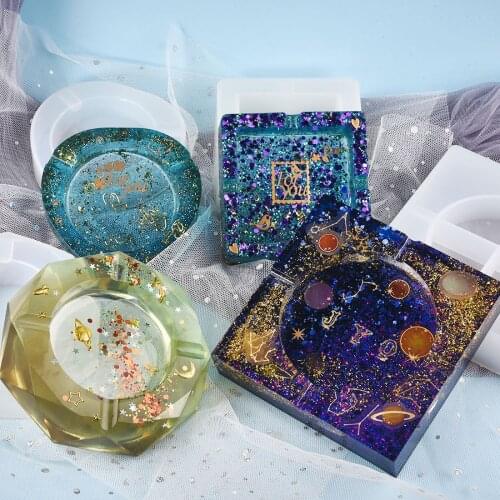Ashtray Silicone Mold Heart Square Shaped Moulds For DIY UV Crystal Epoxy Resin Crafts Home Decoration Jewelry Making Tools