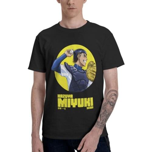 Diamond No Ace Anime T Shirt Men Short Sleeve 100% Cotton T-shirt Miyuki Kazuya Baseball Manga Tees Top Harajuku Tshirts Gift