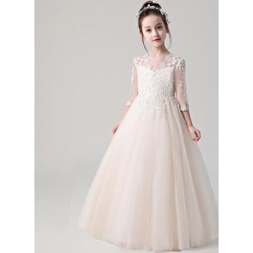 Glizt Champagne Tulle Girl Dresses Flower Girl Dress for Weddings Party Pageant Princess Gown Girl First Communion Dresses
