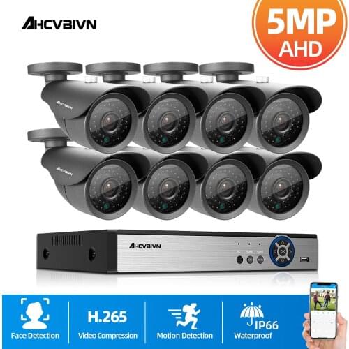 H.265 8CH 5MP HDMI AHD DVR NVR Kit Up To 16CH CCTV System 5MP Indoor Outdoor AHD Camera Video Security Surveillance Set