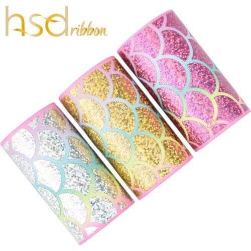 HSDRibbon 75mm 3inch custom scale colorful Laser Foil Printed on Rainbow Grosgrain Ribbon