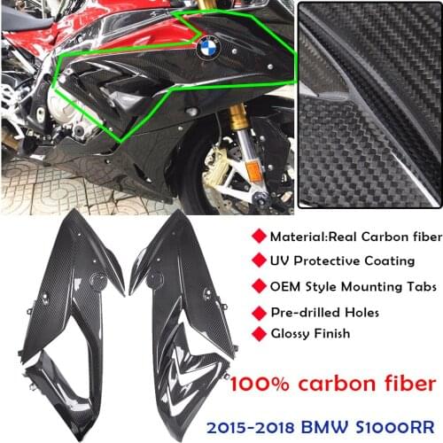 Real 100% Carbon Fiber Upper Tank Side Mid Large Trim Panel Fairing Cowl Body Frame for BMW S1000RR S 1000RR S 1000 RR 2015-2018