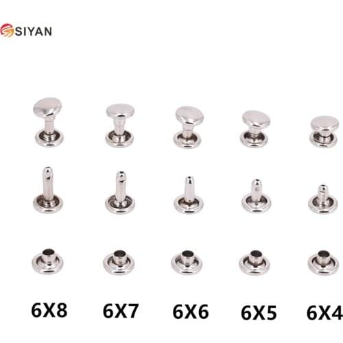 100pcs 6mm Round Metal Rivets DIY Punk Style Leather Shoes Bag Bracelet Repair Studs 6x4 6x5 6x6 6x7 6x8