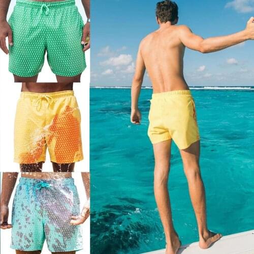 Summer Mens Swimming Shorts Temperature-Sensitive Color-Changing Beach Pants Swim Trunks Shorts Color Changing Swimwear
