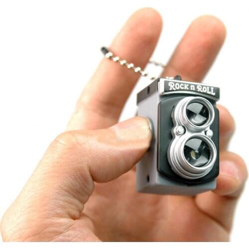 Cute Mini Double Twin Lens Reflex TLR Camera Style LED Flash Light Torch Shutter Sound Keychain
