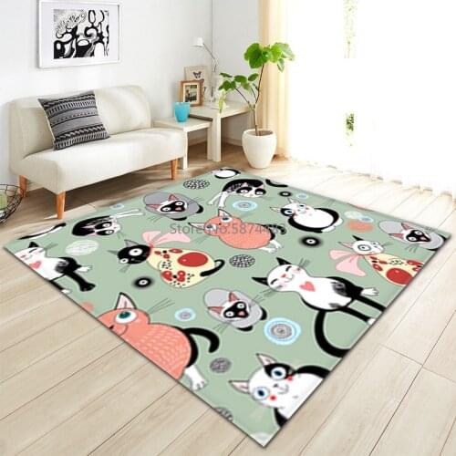 Cartoon Carpet Kid Room Decoration Area Rugs Children Cute Animals Cats Play Mats Pad Soft Flannel Living Room Rug and Carpet