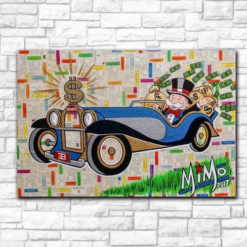 Printed Wall Art on Canvas Painting Monopoly with Famous car Posters and Decorative Picture Modern Home Decoration Unframed