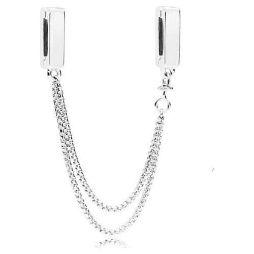 Genuine 925 Sterling Silver Reflexions Floating Chains Safety Chain Fits Original Reflexions pan Bracelet Diy Jewelry