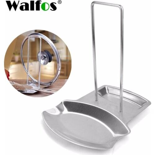 WALFOS Real Stainless Steel Pot Lid Rack Spoon Rest Utensils Lid Holder Spoon Holder Lid Rest Lid Shelf Kitchen Utensils