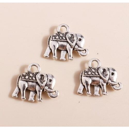 30pcs 14*12mm Tibetan Silver Jewelry Charms Alloy Elephant Charms for diy Necklaces Bracelets Making Accessories Animal Pendants
