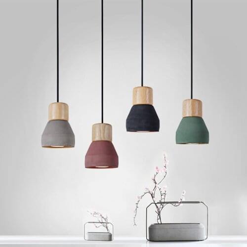 Retro Loft Cement Wood Pendant Light For Dining Room Bar Restaurant Deco Dia 12.5cm 80-265v 1371
