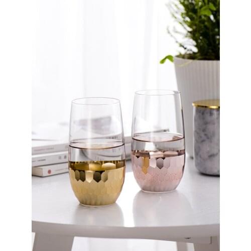 Durable Nordic Drinkware Light Luxury Gold-Plated Glass Cups Milk Cup Water Mug Wedding Souvenir Drinking Wine Glasses Cute