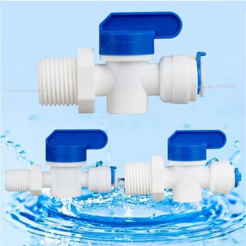 RO Water Straight 1/4" 3/8" OD Hose 1/4"BSP 1/2" Male Thread Quick Connect Fittings Plastic Ball Valve Reveser Osmosis Fitting