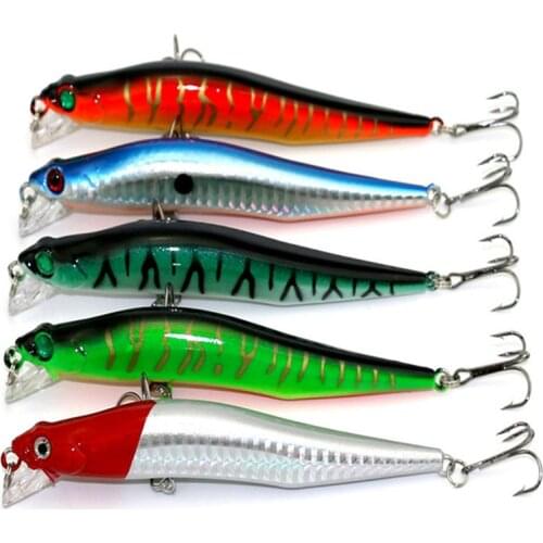 1pc 12cm 10g Fishing Lure Minnow hard bait Artifical with 2 fishing hooks fishing tackle Lure 3D eyes Wobbler peche pesca