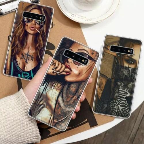 Sexy Sleeve Tattoo Girls Cool Silicon Phone Case For Samsung Galaxy A51 A71 A70 A50 A40 A30 A20E A10S A01 A21 A6 A7 A8 A9 Plus