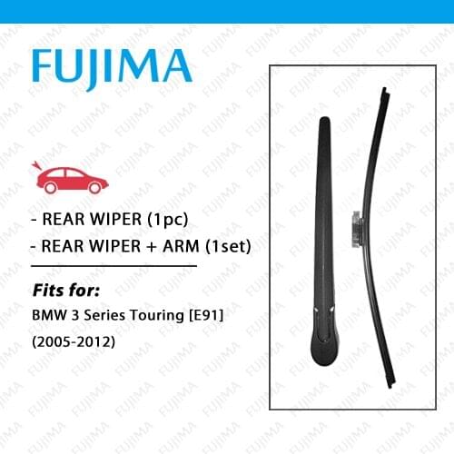 FUJIMA Rear Wiper Blade and Arm for BMW 3 Series Touring E91 (2005-2012) Back Window Windscreen Rear Wiper Arm