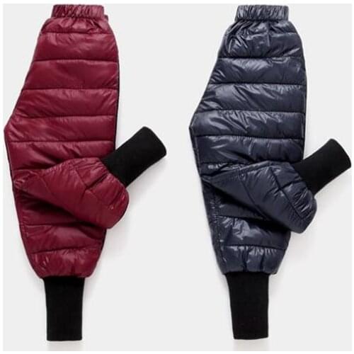Boys Girls Pants Winter Cotton Padded Thick Warm Trousers Leisure Sport Waterproof Ski Pants Elastic Baby Kids Pant